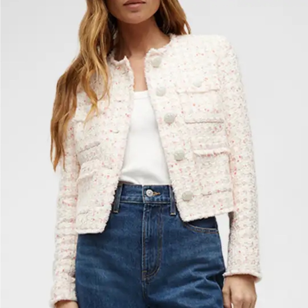 Veronica Beard Pink and Cream Tweed Blazer - Picture 2 of 5